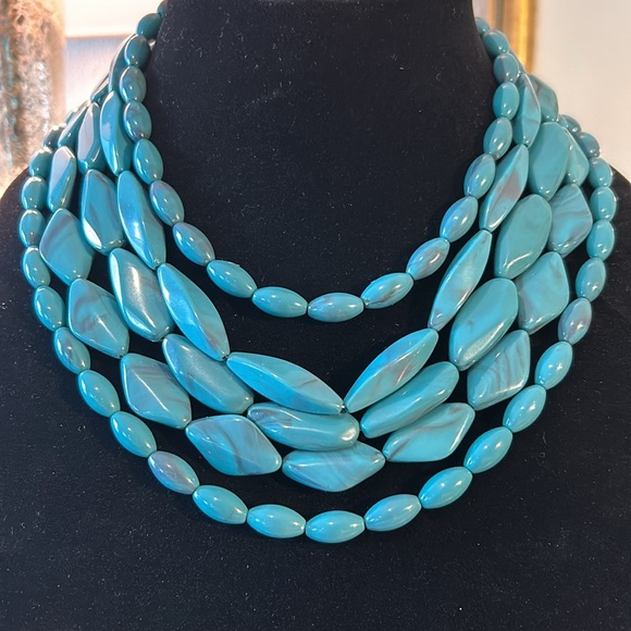 Branded Mark by Avon teal swirl color multi strand necklace with extender chain. - Picture 4 of 10